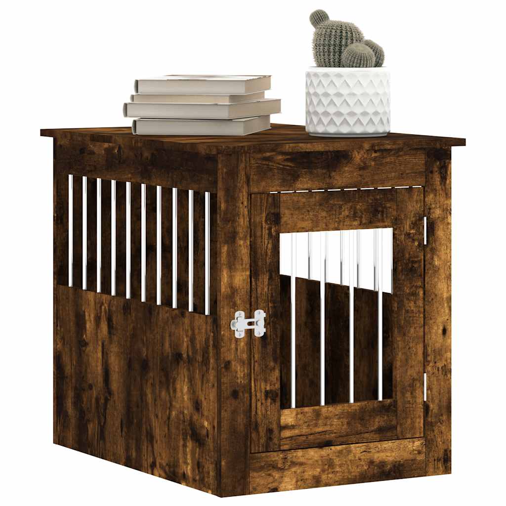 Jaula Para Perros Madera Ingeniería Roble Ahumado 55x75x65 Cm_3