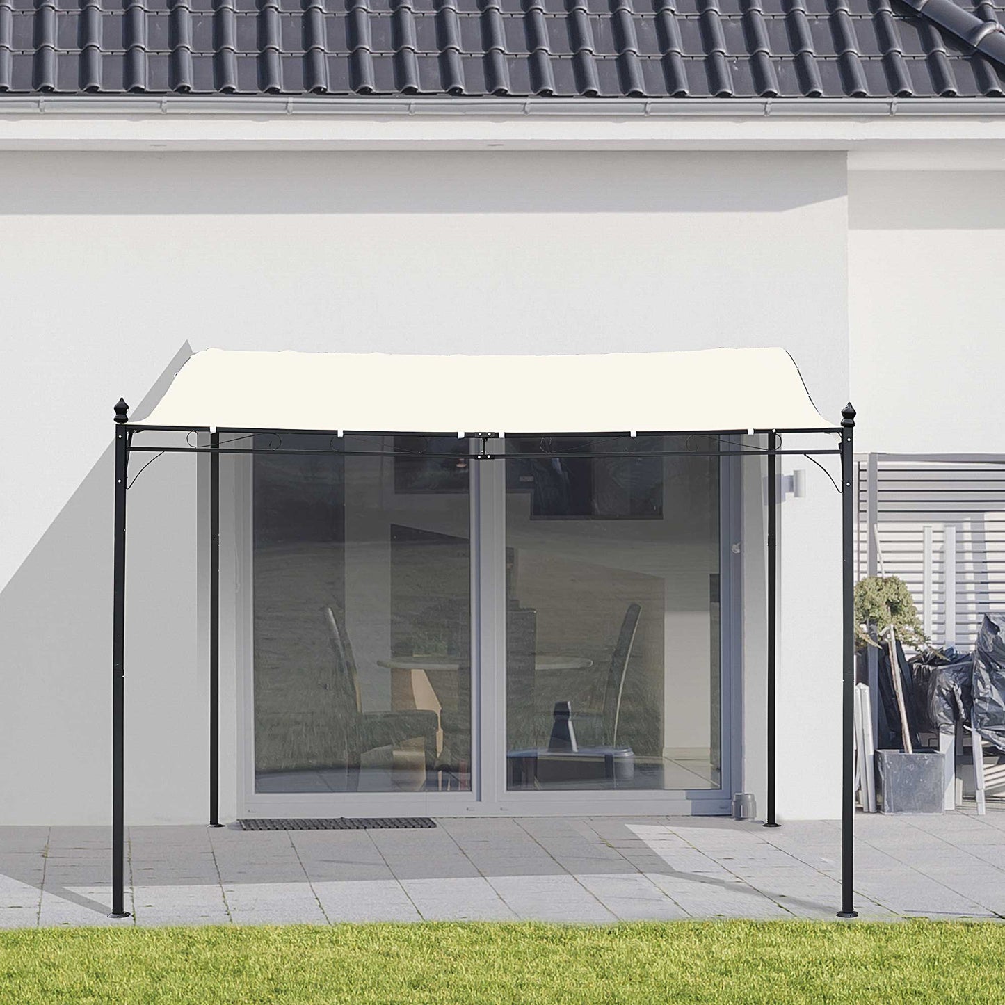 Outsunny Pérgola Gazebo Toldo De Pared Jardín Patio Terraza 3x3x2.5m_1
