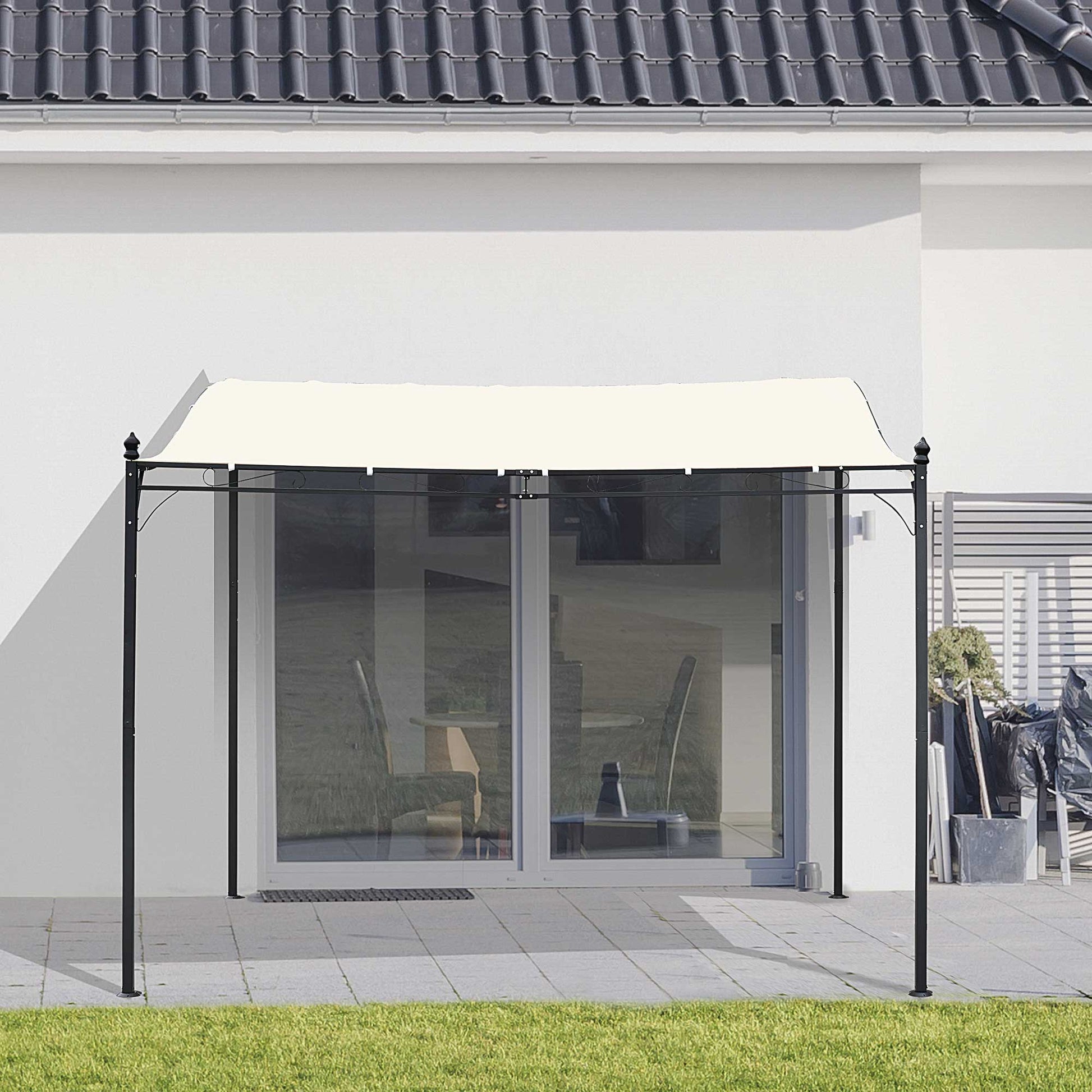 Outsunny Pérgola Gazebo Toldo De Pared Jardín Patio Terraza 3x3x2.5m_1