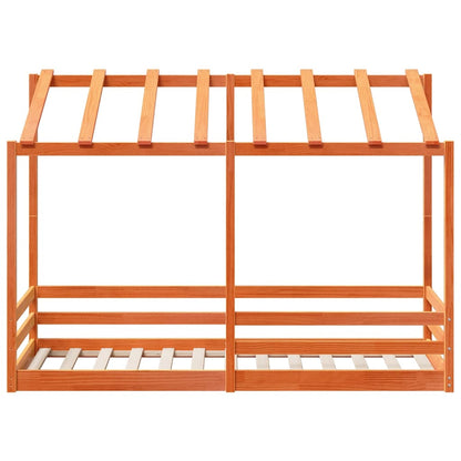 Cama Infantil Con Techo Madera Maciza Pino Marrón 90x190 Cm_3