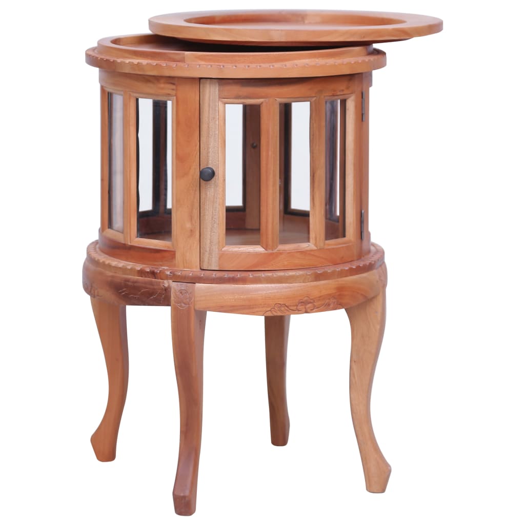 Armario Vitrina De Madera Maciza De Caoba Natural 50x50x76 Cm_1