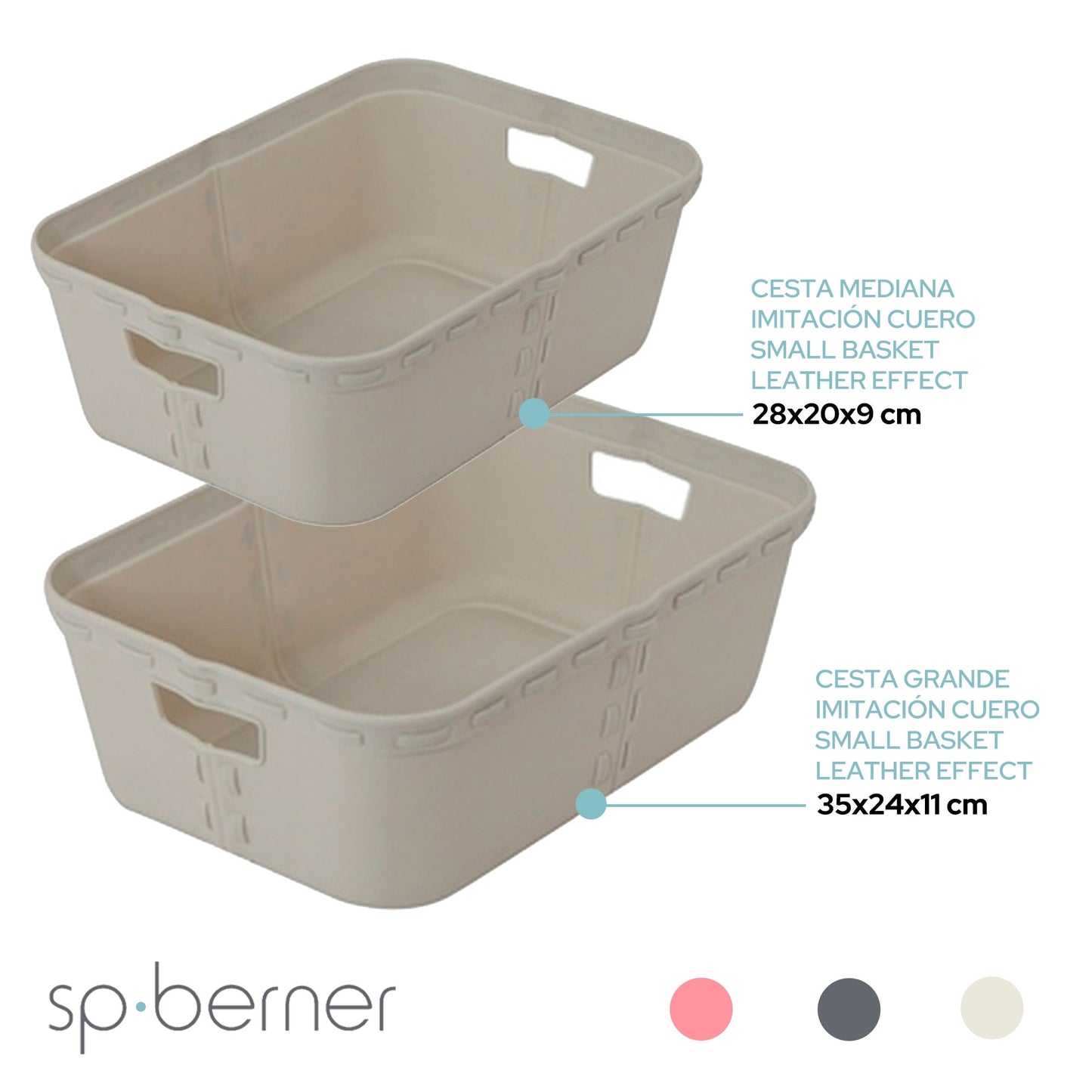 2x Life Story Cesta De Almacenaje T Large + Medium Light Grey_2