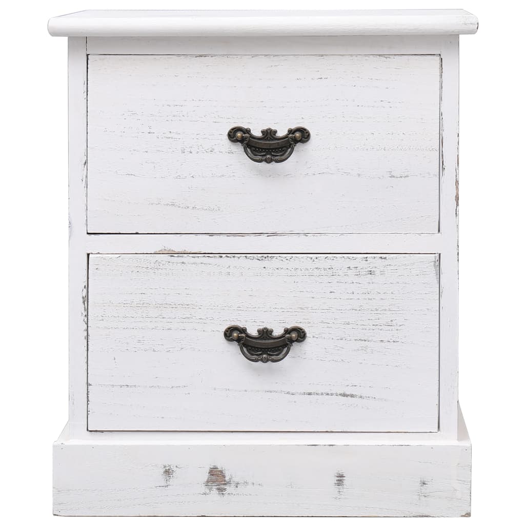Mesitas De Noche 2 Uds Madera De Paulownia Blanco 38x28x45 Cm_1