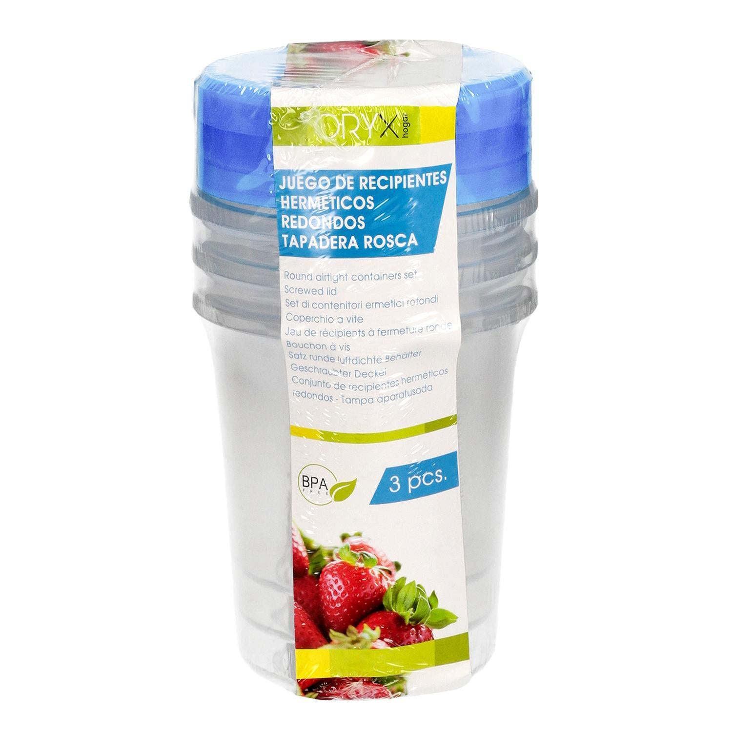 Juego Recipientes Plastico Redondos 1 Litro (pack 3 Piezas)_3