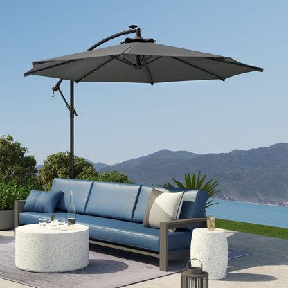 Outsunny Parasol Excéntrico Ø 294 Cm Con Base Cruzada Manivela Anti-uv 30+ Gris_4