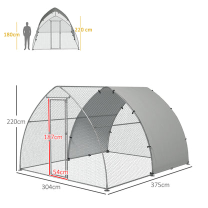 Pawhut Gallinero Para Exterior 304x375x220 Cm Cubierta De Tela Oxford Plata_2