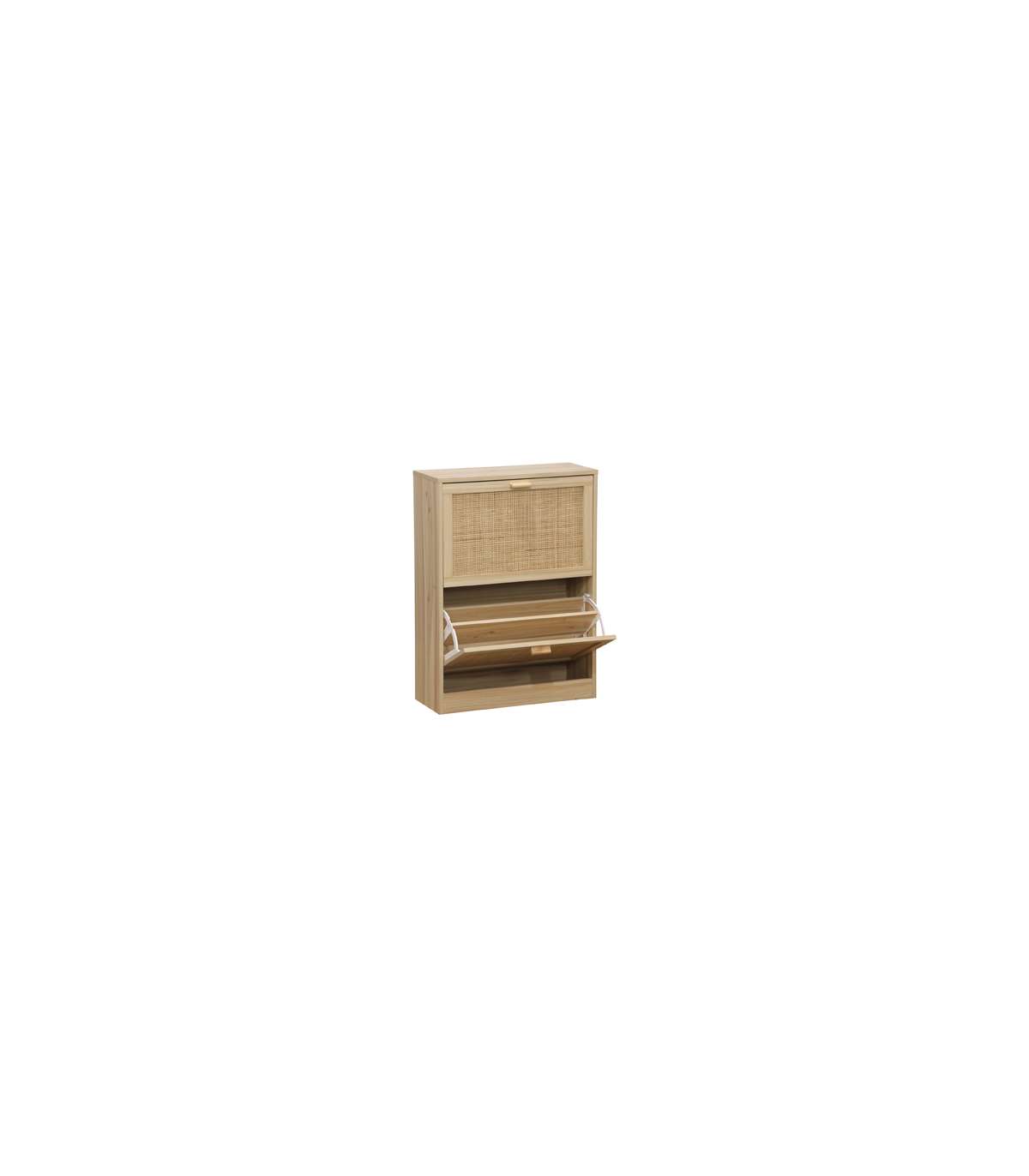 Armario Zapatero 2 Puertas Abatibles Decor Acabado Pino/rattan, 60cm(ancho) 82cm(altura) 2_1