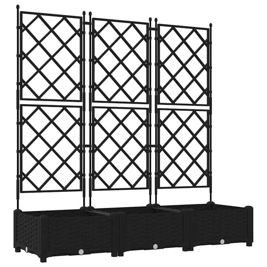 Macetero De Jardín 3 Uds. Negro 120 X 40 X 125,5 Cm Pp_0