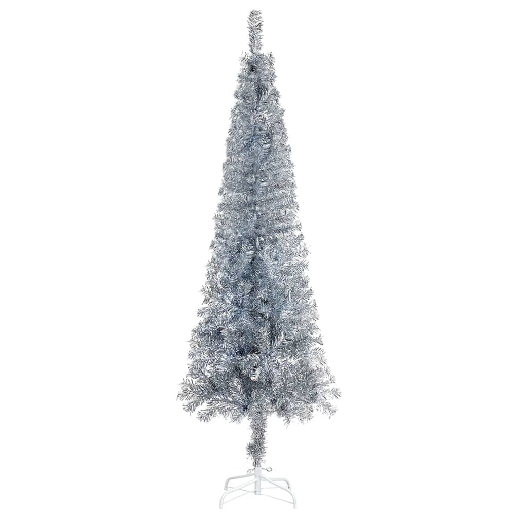 Vidaxl Árbol De Navidad Delgado Plateado 120 Cm_1