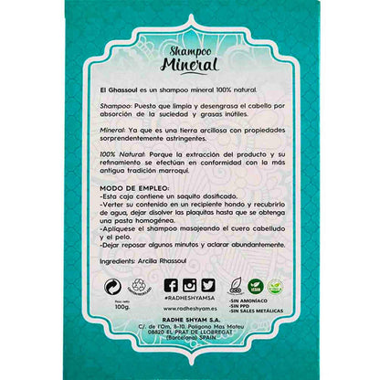 Champô Mineral Ghassoul Rhassoul Rhade Shyam 100 g