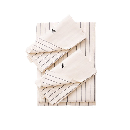 Set Cama Rayas (funda Nordica 260x240cm+ 2 Fundas Almohada 50x105cm) 100% Algodón 120gsm Ecru Rayas Cierre De Botones Haze Scalpers Home_0