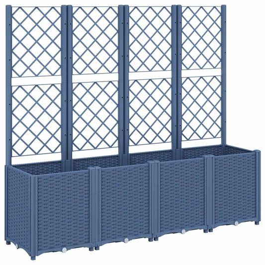 Jardinera Con Enrejado Pp Azul Gris 160x40x140 Cm_0
