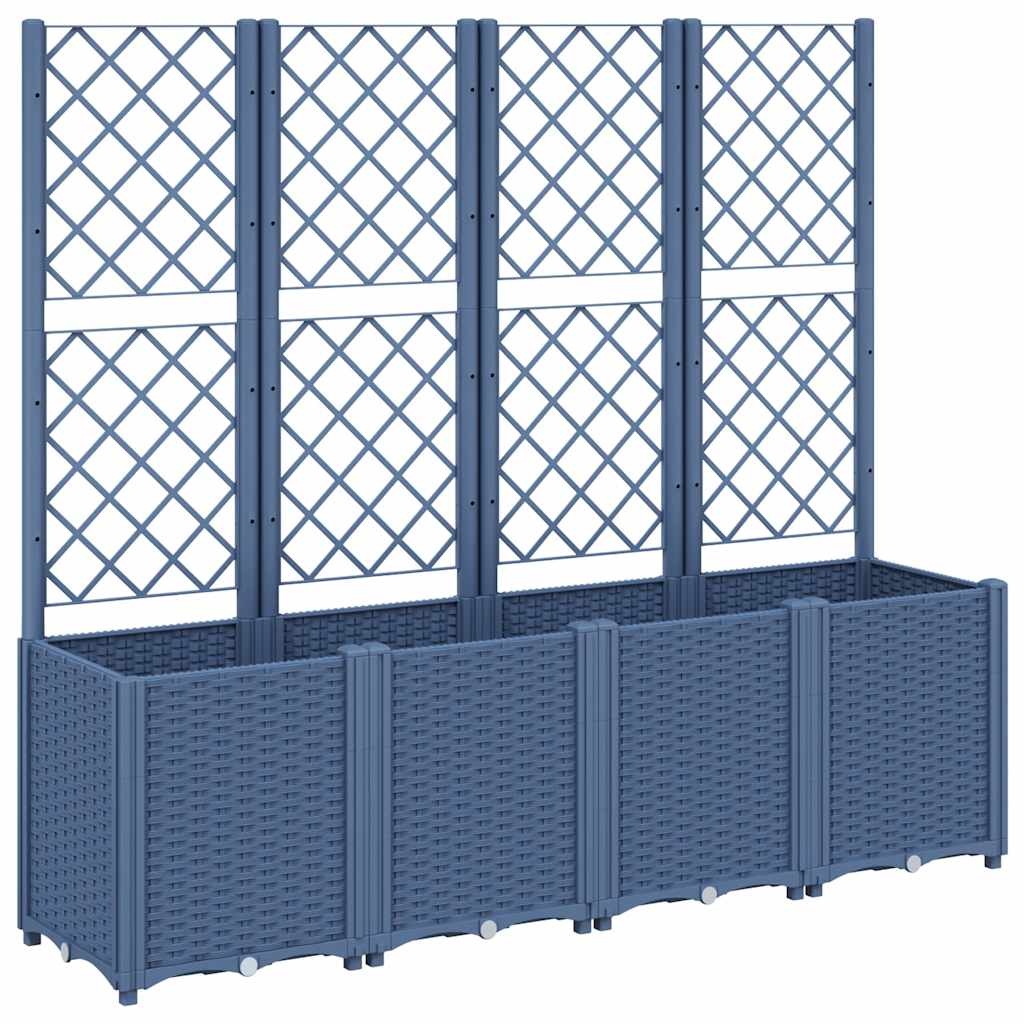 Jardinera Con Enrejado Pp Azul Gris 160x40x140 Cm_0