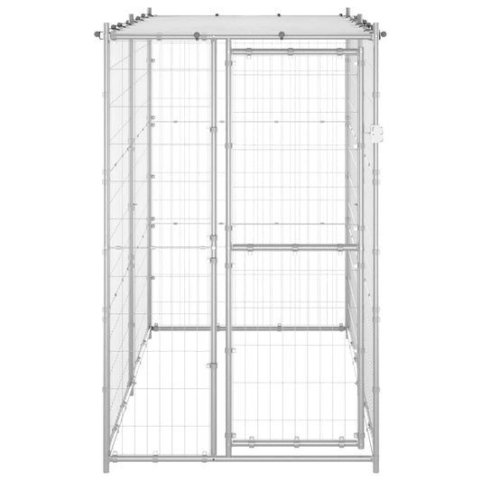 Perrera De Exterior Acero Galvanizado Con Techo 110x220x180 Cm_0