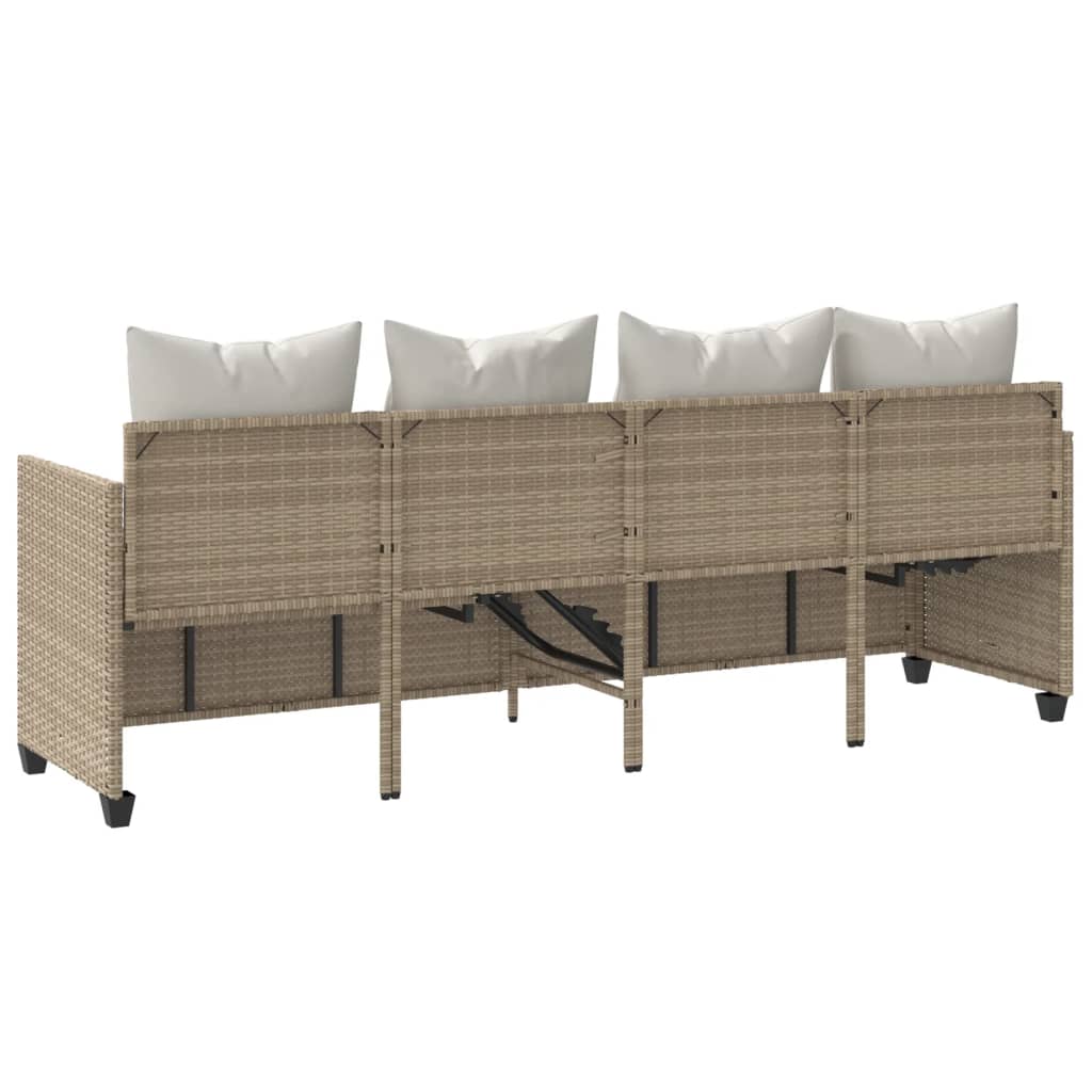 Tumbona Con Cojines Ratán Sintético Beige / Vetonek_3