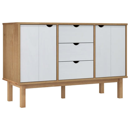 Aparador Otta Madera Maciza Pino Marrón Y Blanco 113,5x43x73 Cm_4