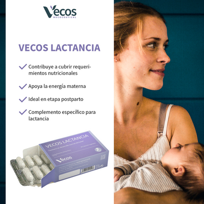 Vecos Lactancia Vecos 60 Cápsulas | Dha 200 Mg Para El Desarrollo Del Bebé | Multivitamínico + Minerales + Omega-3_3