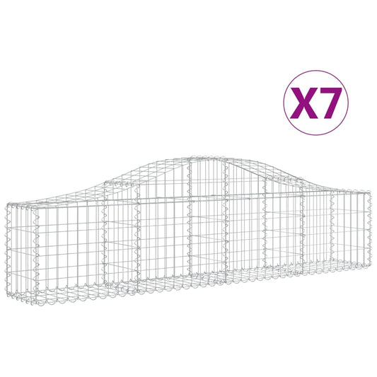 Cestas De Gaviones 7 Uds Forma De Arco Hierro 200x30x40/60 Cm_0