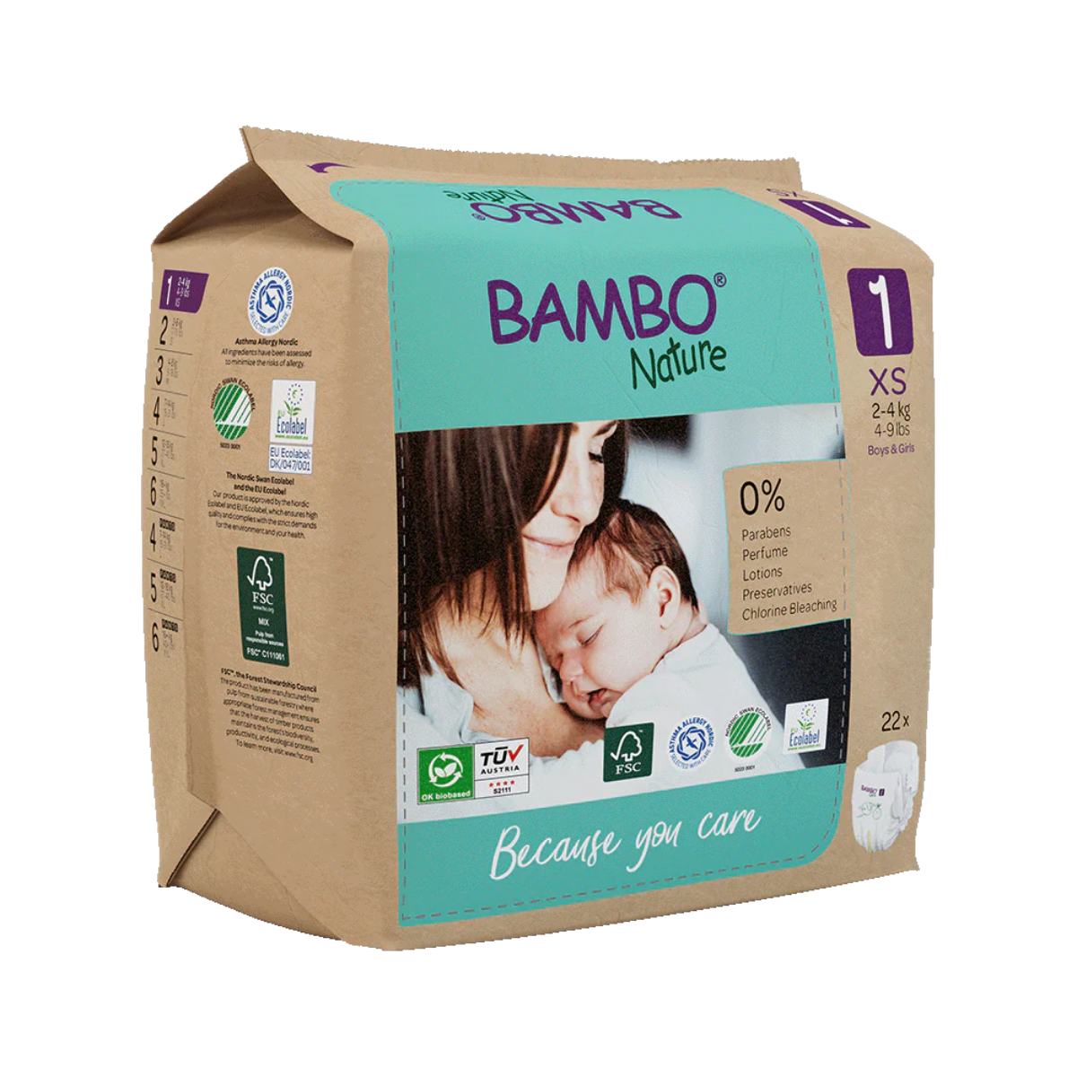 Fraldas Bambo Nature T1 (2-4g) 22 unidades
