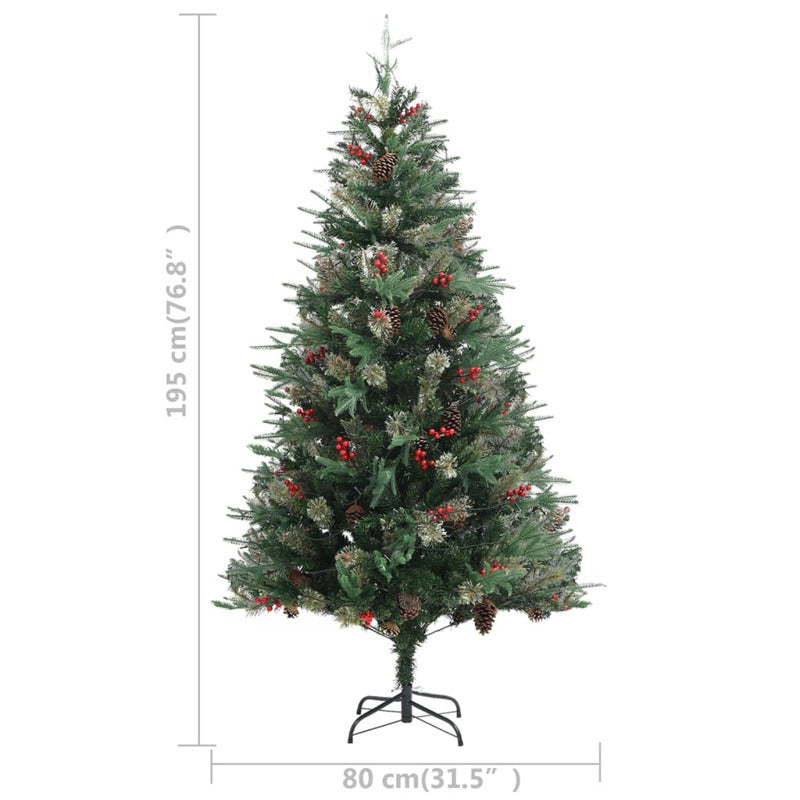 Vidaxl Árbol De Navidad Con Luces Y Piñas Pvc Con Pe Verde 195 Cm_2