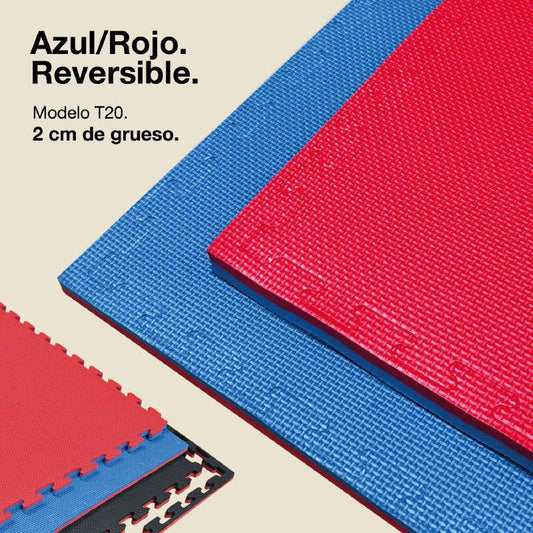 Tatami Puzzle 2cm 100x100cm, Pack 4 Unidades – Superficie T Rojo/azul Jowy_0