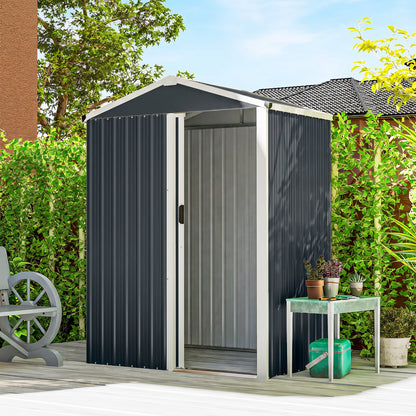 Outsunny Caseta De Jardín Exterior 1,1 M² 136x87x176 Cm Puerta Corredera Gris_1