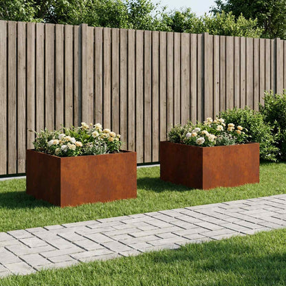 Macetero De Jardín 2 Uds. Oxidado 80 X 80 X 40 Cm Acero Oxidado_1