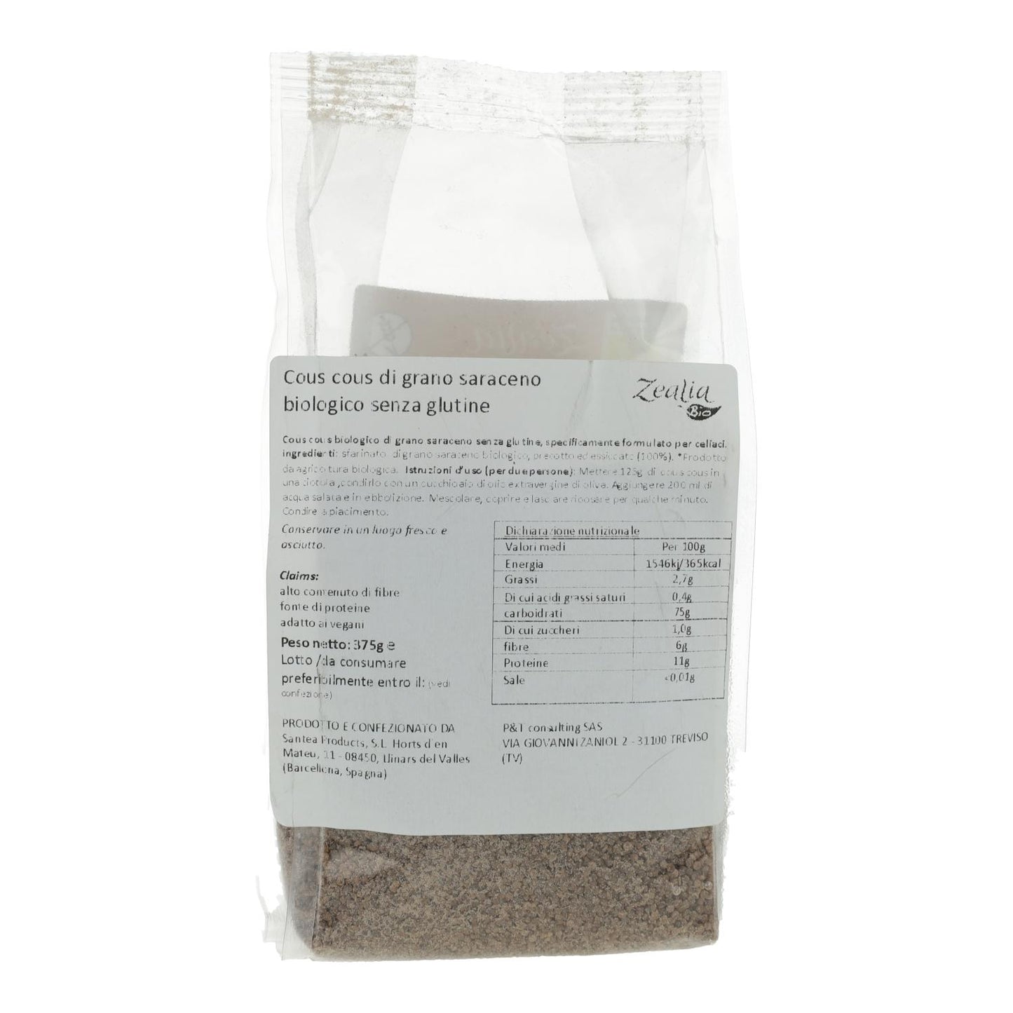 Cuscuz de Trigo Sarraceno Biológico Sem Glúten Zealia 375 gr