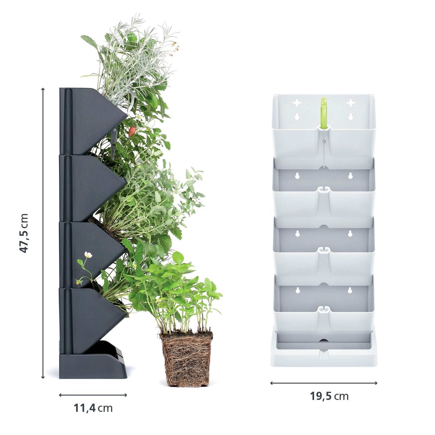 Macetero Vertical Prosperplast Mini Cascade De Plastico En Color Blanco 19,5 (largo) X 11,4 (ancho) X 47,5 (alto) Cm Con Tijeras De Jardin