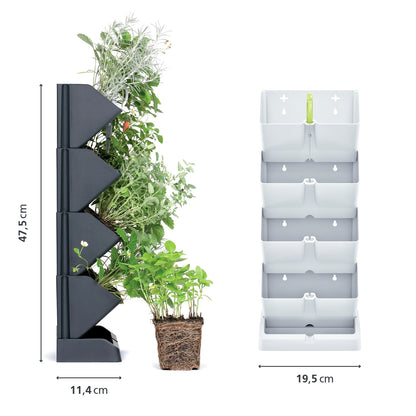 Macetero Vertical Prosperplast Mini Cascade De Plastico En Color Blanco 19,5 (largo) X 11,4 (ancho) X 47,5 (alto) Cm Con Tijeras De Jardin