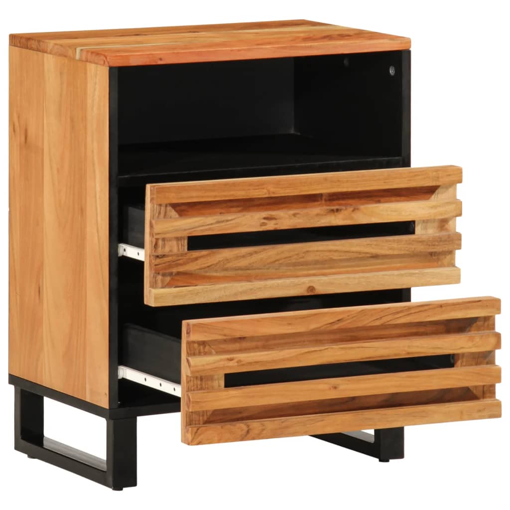 Mesita De Noche Madera Maciza Mango Marrón 50x34x62 Cm_1