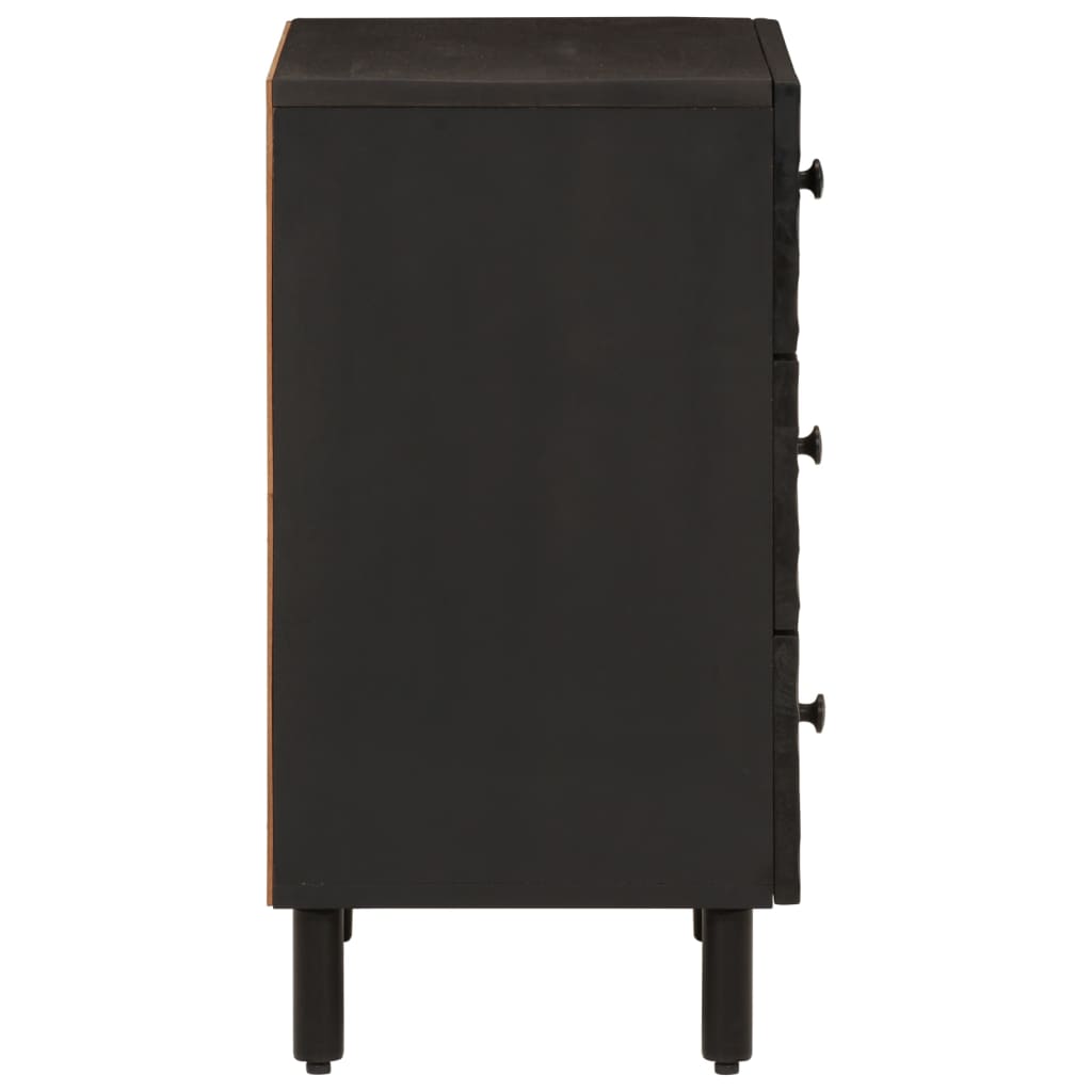 Mesita De Noche Madera Maciza De Mango Negra 50x33x60 Cm_2
