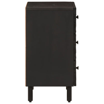 Mesita De Noche Madera Maciza De Mango Negra 50x33x60 Cm_2