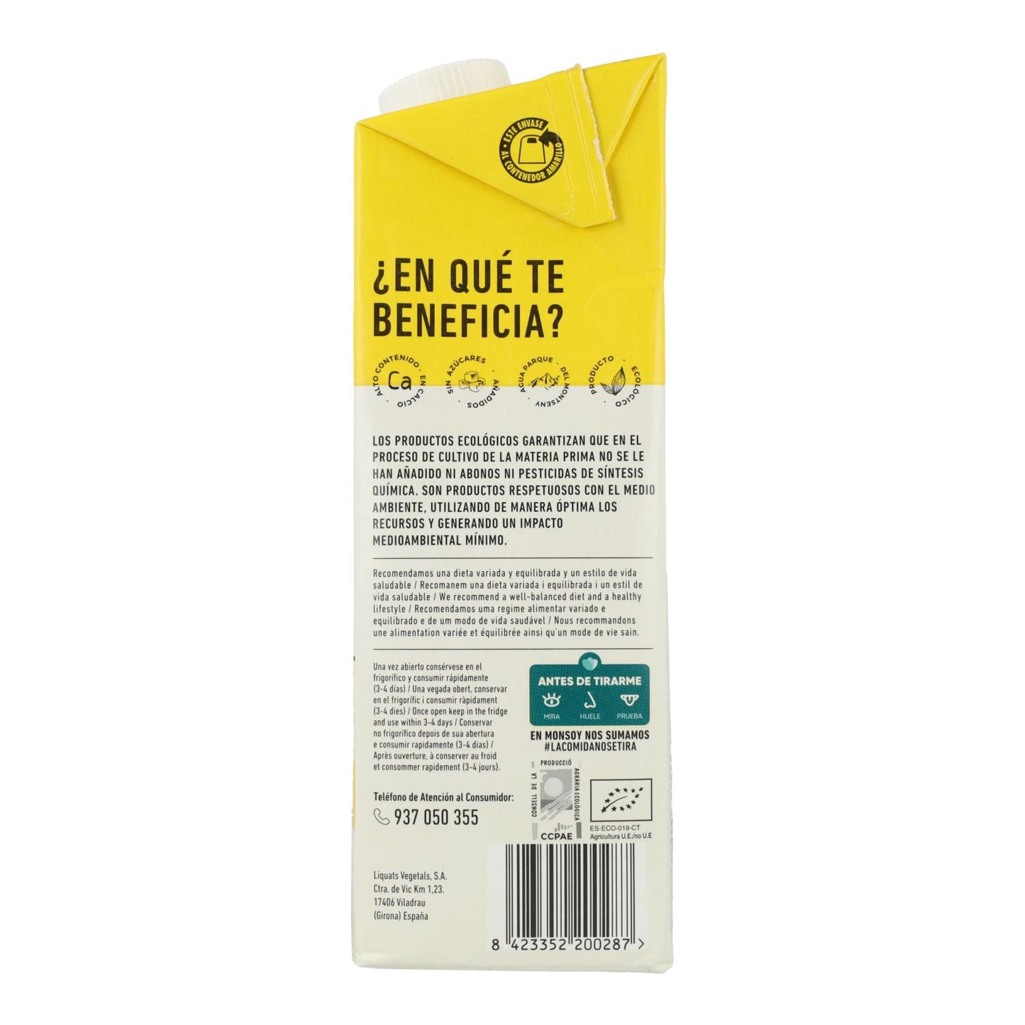 Pack de 6 Bebidas de Aveia Biológica Monsoy com Cálcio 1 L