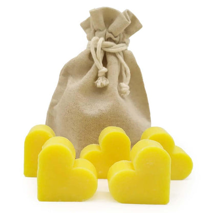 Bolsa De Yute Con 5 Jabones - Aroma Pomelo - Jabón De Glicerina Con Forma De Corazón - Detalle Para Invitados_0