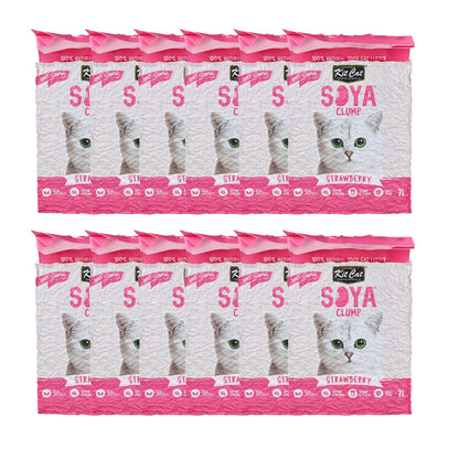 Kit Cat SoyaClump Pack Ahorro 12 - Strawberry 7 L Arena Vegetal para gatos