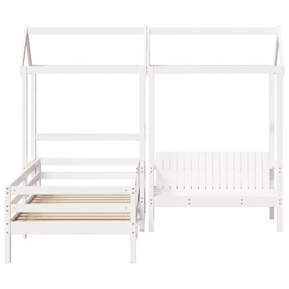 Set Cama Y Banco Con Techo Madera Maciza Pino Blanco 75x190 Cm_5