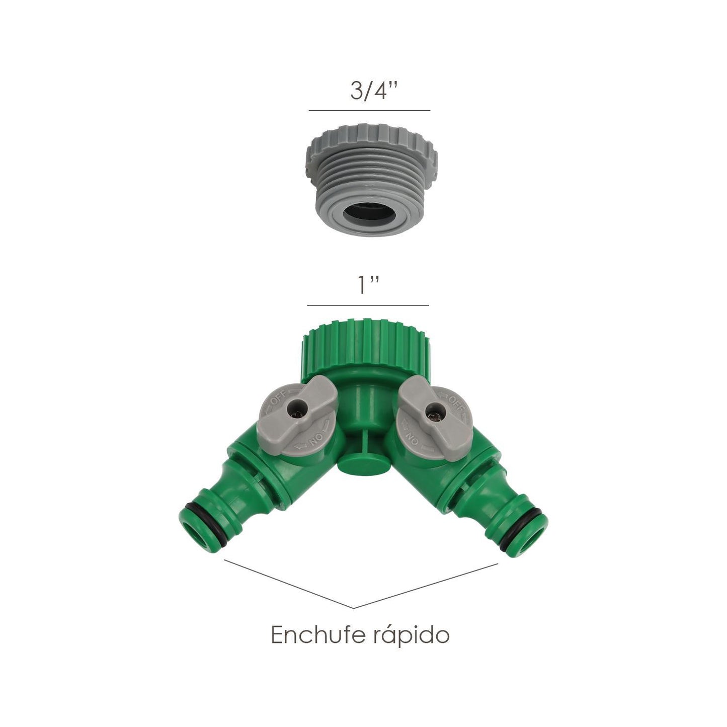 Adaptador Manguera Plastico 3/4 - 1 Hembra  Con 2 Tomas Blister