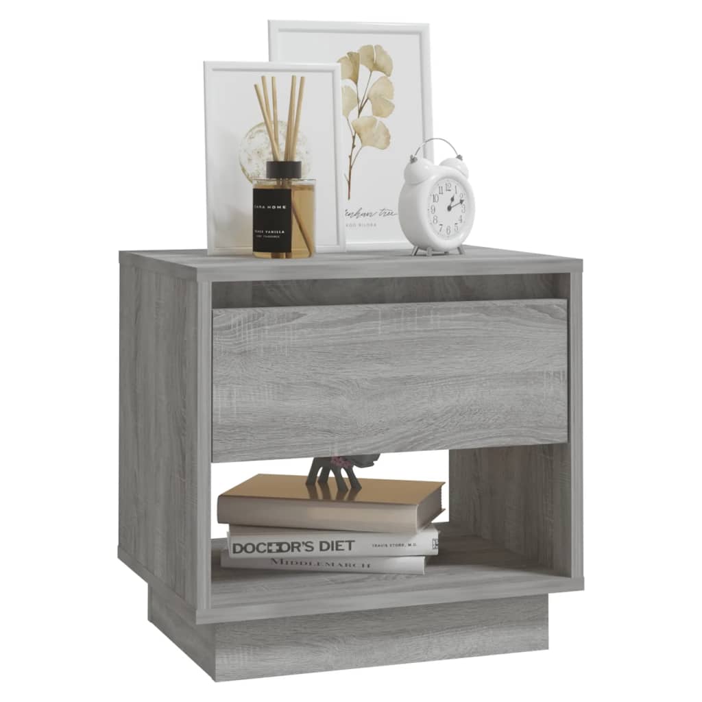 Mesita De Noche Madera De Ingeniería Gris Sonoma 45x34x44 Cm_1