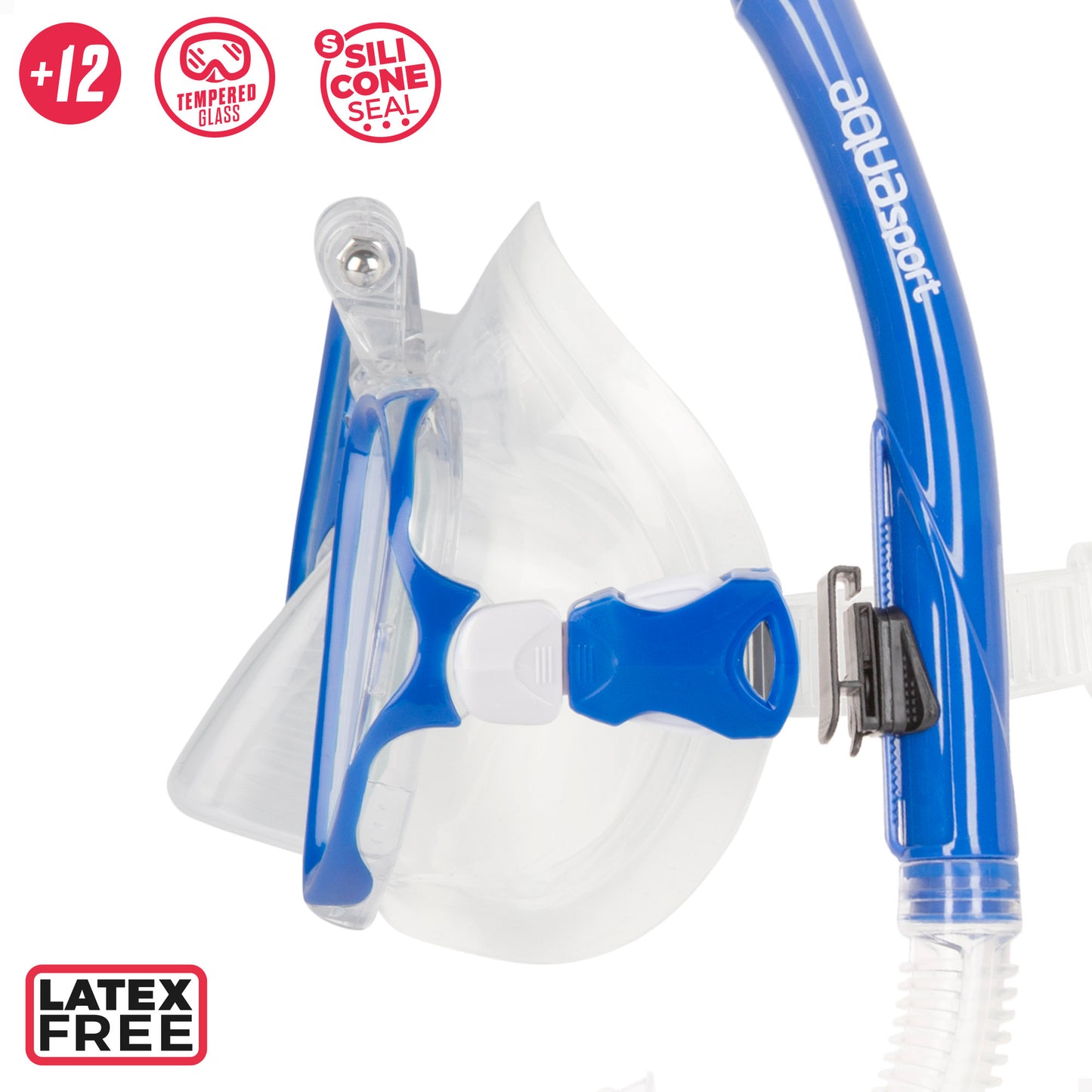 Aqua Sport Set Gafas De Buceo Y Tubo Adulto C/soporte Cámara_2