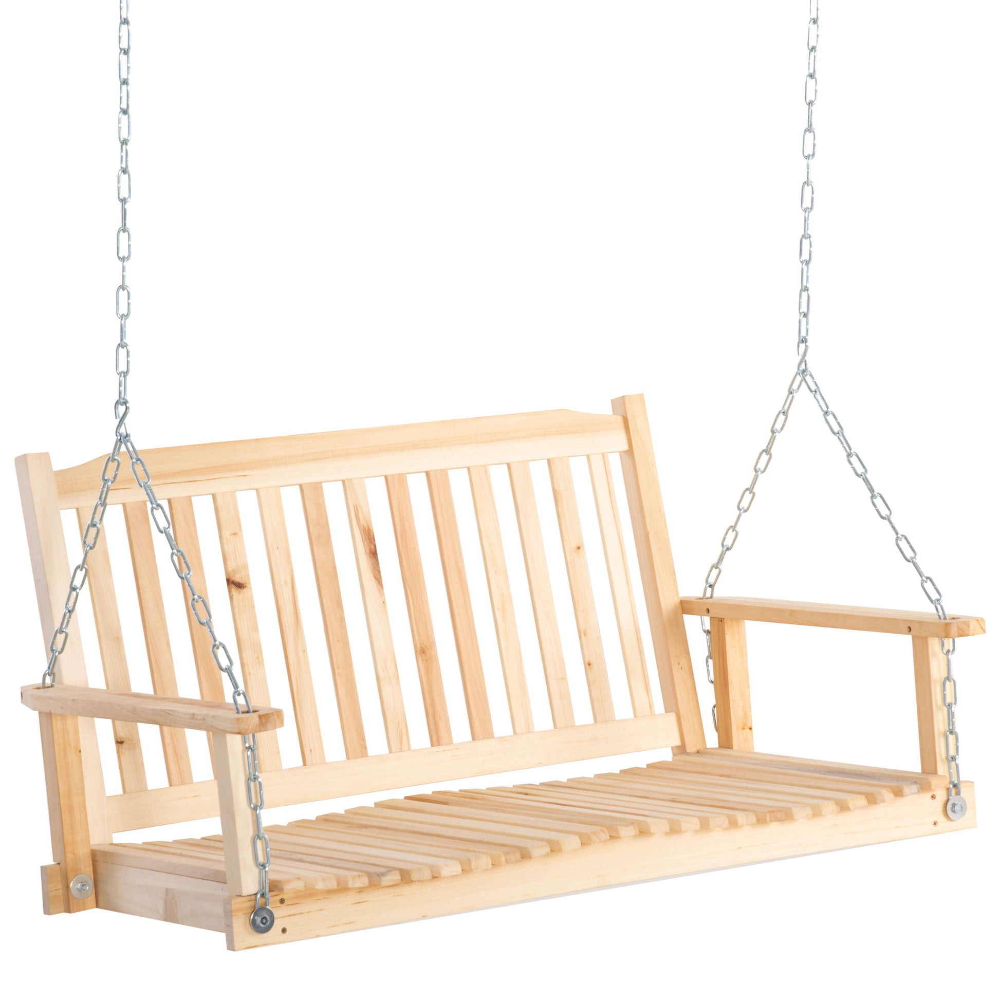 Outsunny Banco Columpio De Madera De 2 Plazas Con Reposabrazos Cadenas Ajustable_0