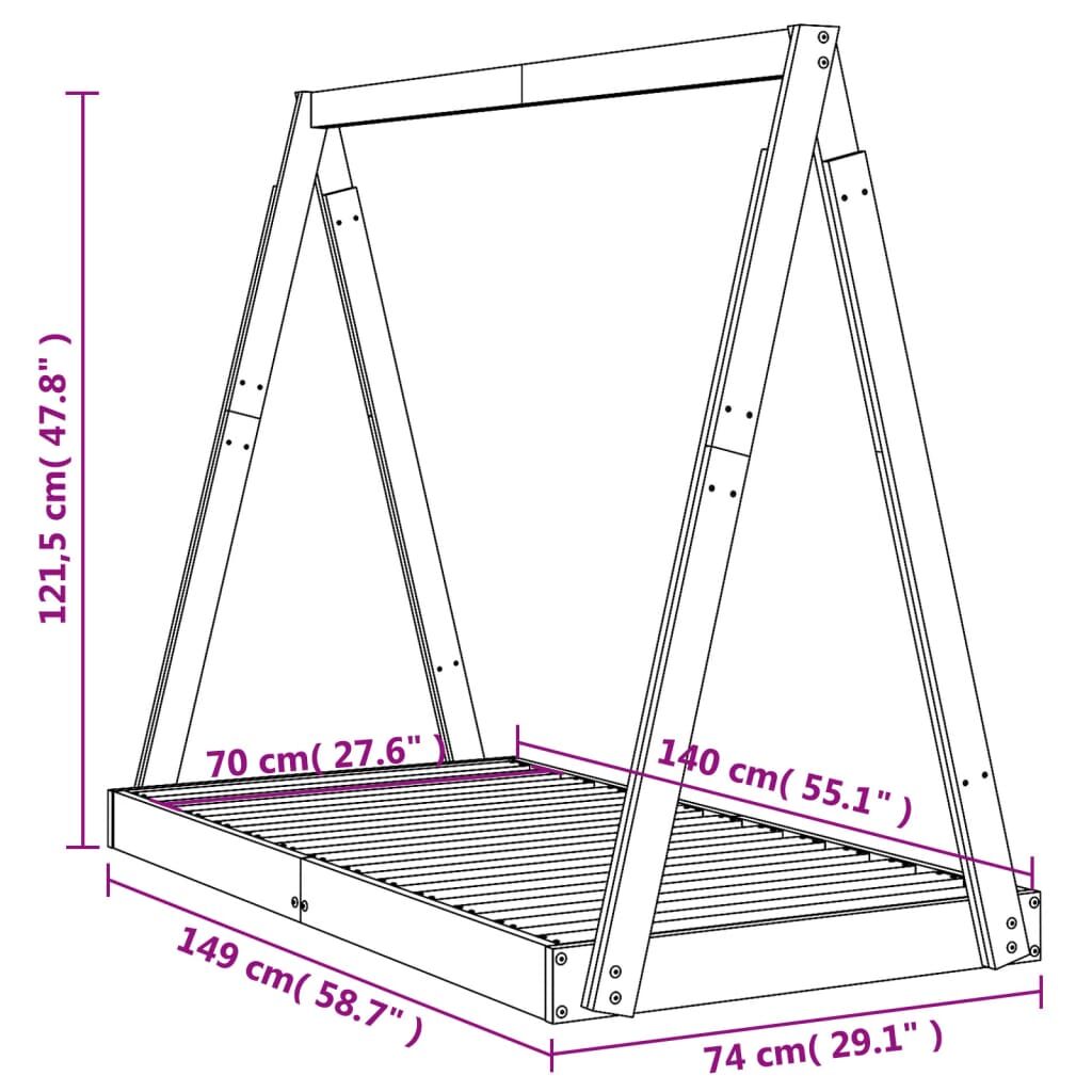 Vidaxl Estructura De Cama Para Niños Madera De Pino Negro 70x140 Cm_2
