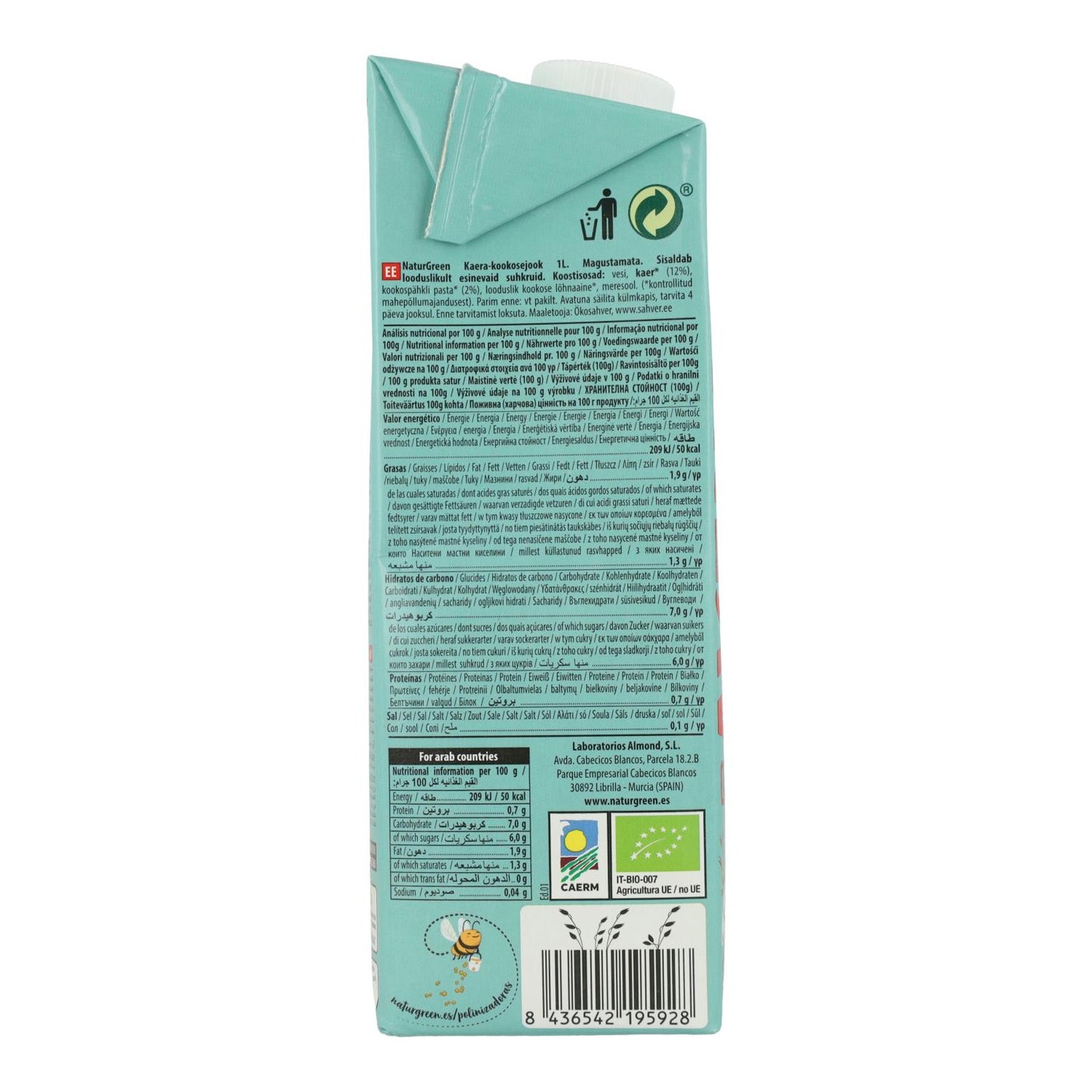 Pack de 6 Bebidas Biológicas de Aveia e Coco NaturGreen 1 L