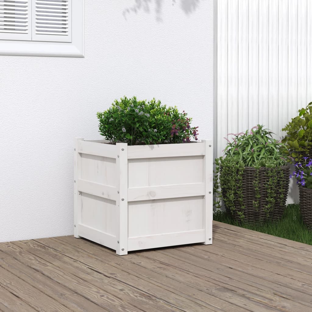 Jardinera Madera Maciza De Pino Blanco 50x50x50 Cm_1