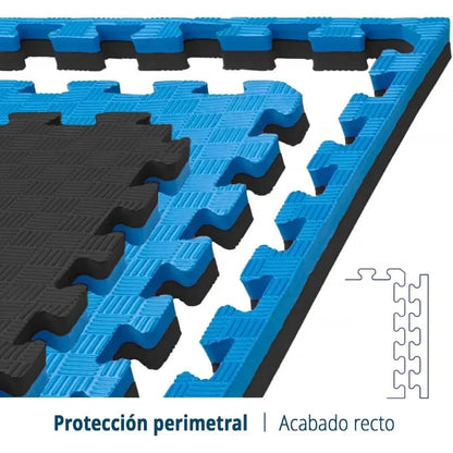Artatami® Tatami Puzzle 1x1x20 mm Negro - Azul Pack Ahorro【16 Unidades】Gimnasios - Fitness - Pilates - Yoga_2