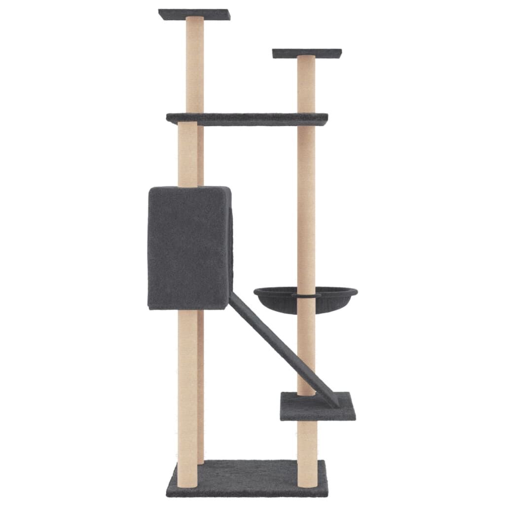 Vidaxl Rascador Para Gatos Con Postes De Sisal Gris Oscuro 153 Cm_3