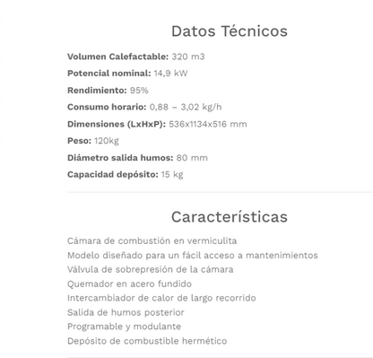 Fabricalor Estufa De Pellets Élite 15 Blanco Ventilada_1