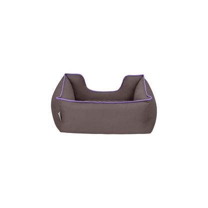 Cama Rectangular Confortable Impermeable Para Perro Wuapu Begur 80x65 Cm Marrón Con Detalle Lavanda_2