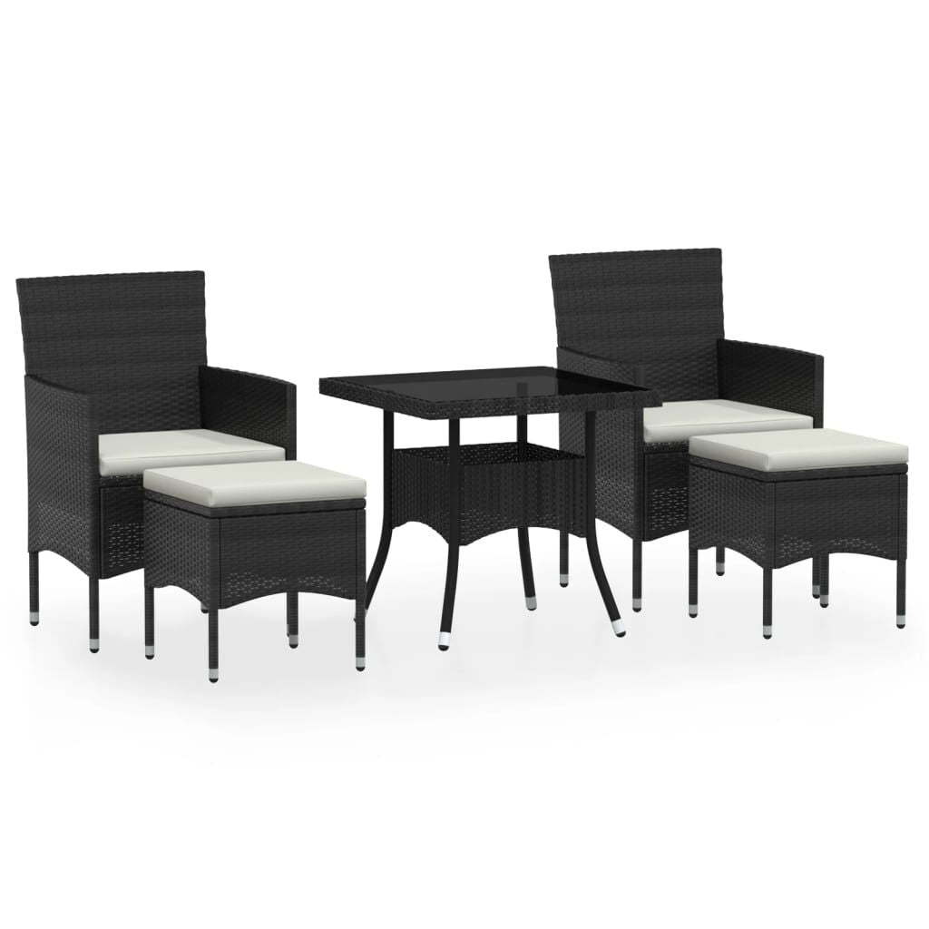 Vidaxl Set Comedor Jardín 5 Pzas Ratán Sintético Vidrio Templado Negro_0