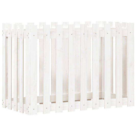Arriate Elevado Jardín Con Valla Madera Pino Blanco 100x50x70cm_0